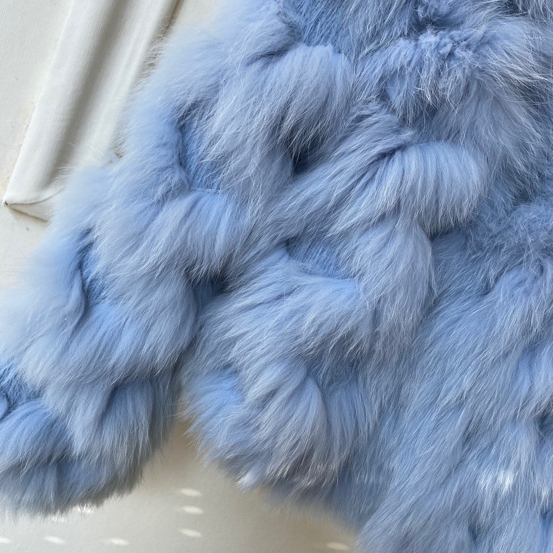 Fendi Bomber jacket Blue fox fur jacket