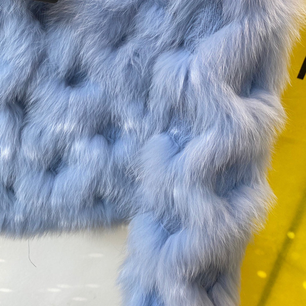 Fendi Bomber jacket Blue fox fur jacket