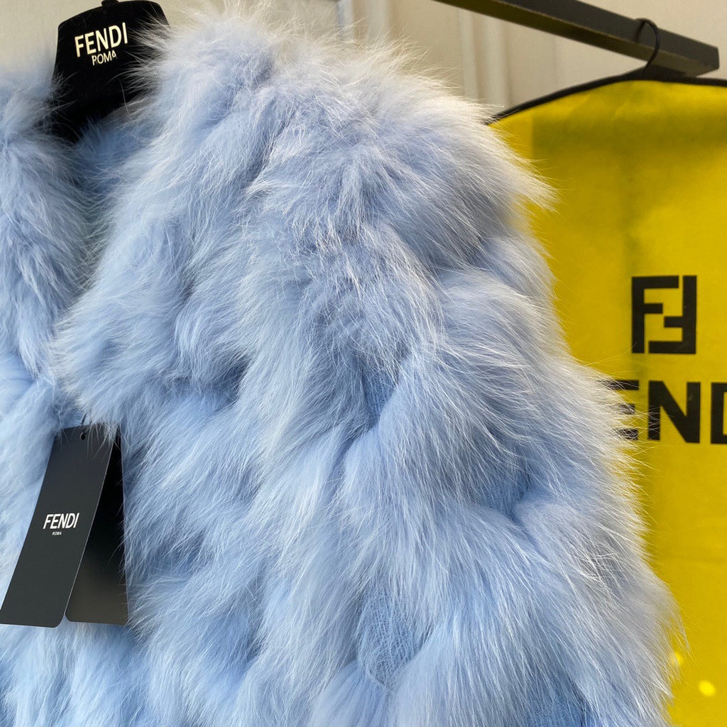 Fendi Bomber jacket Blue fox fur jacket
