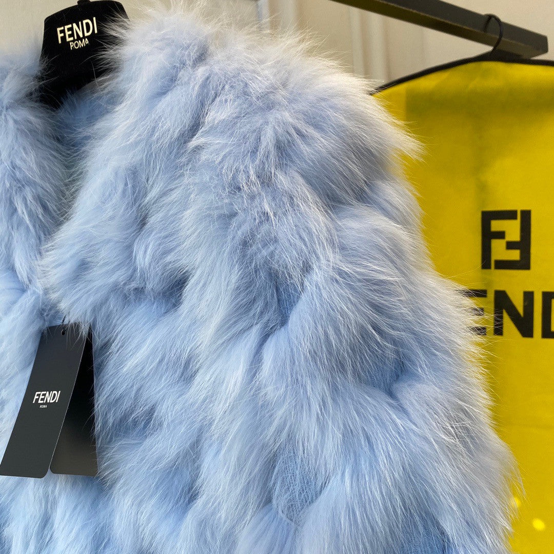 Fendi Bomber jacket Blue fox fur jacket