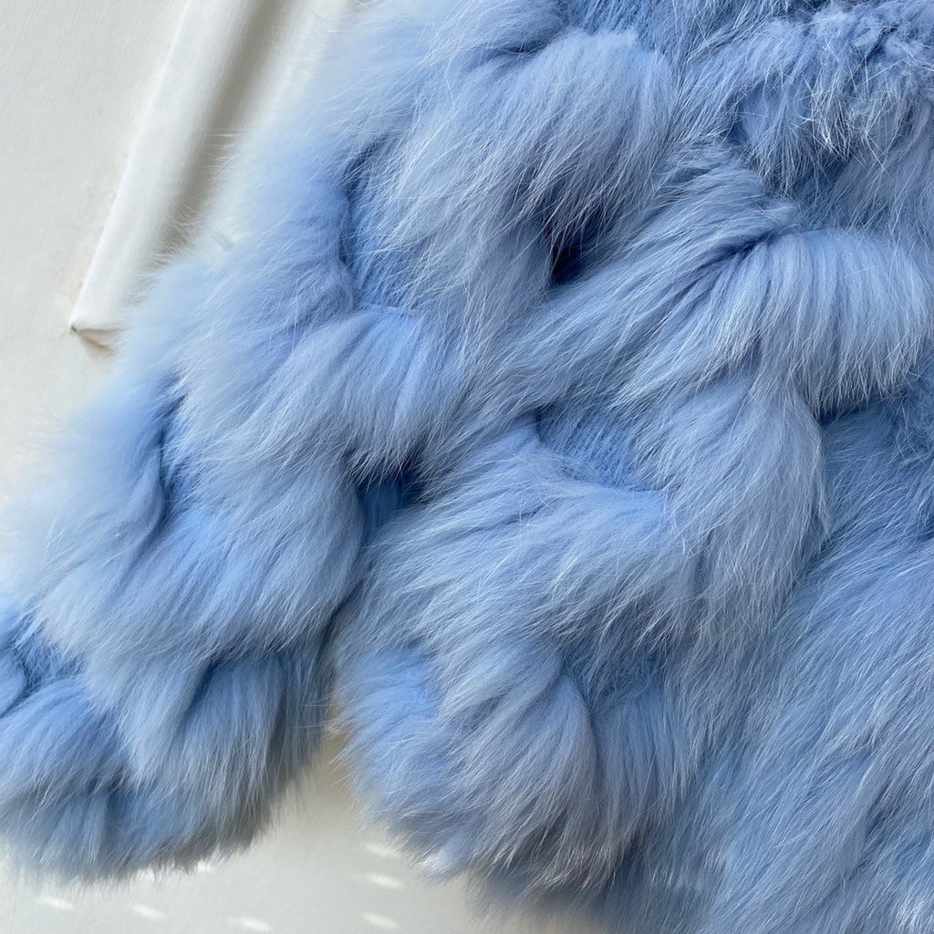 Fendi Bomber jacket Blue fox fur jacket