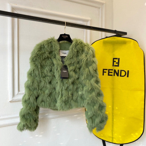Fendi Bomber jacket Green fox fur jacket