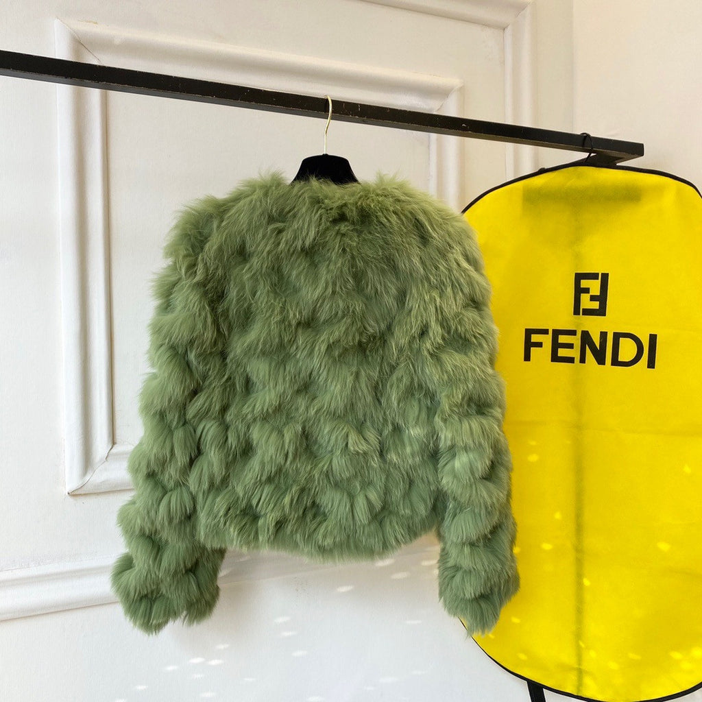 Fendi Bomber jacket Green fox fur jacket