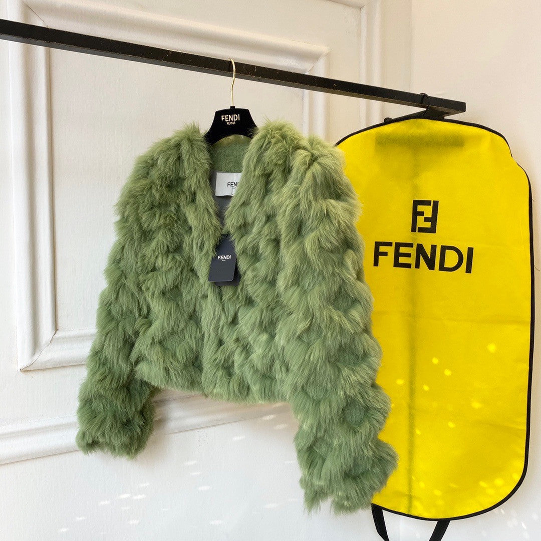 Fendi Bomber jacket Green fox fur jacket