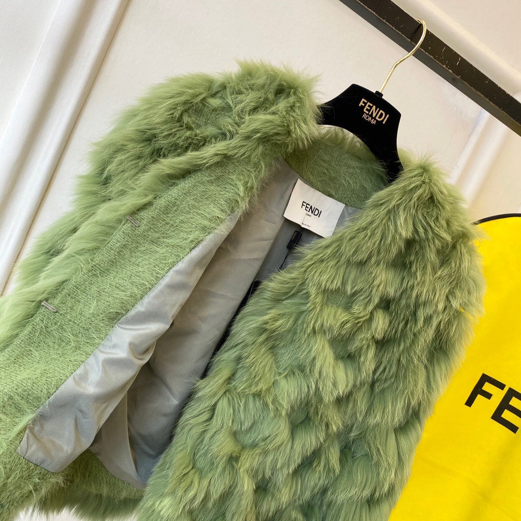 Fendi Bomber jacket Green fox fur jacket