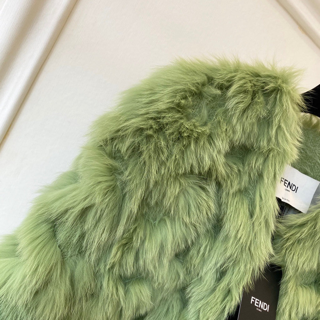 Fendi Bomber jacket Green fox fur jacket