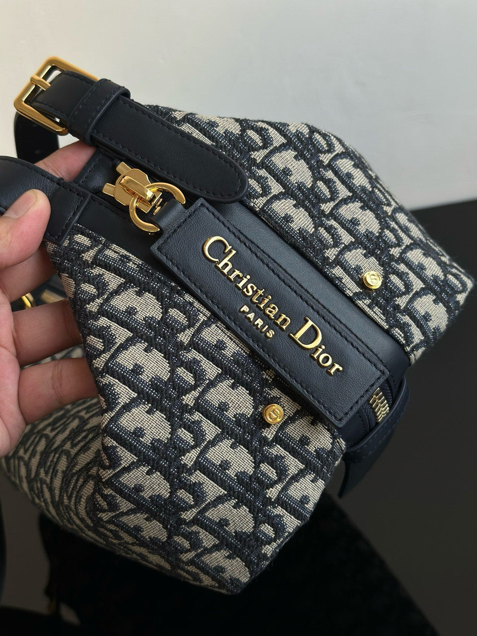 Christian Dior Medium D-Journey Bag Blue Dior Oblique Jacquard