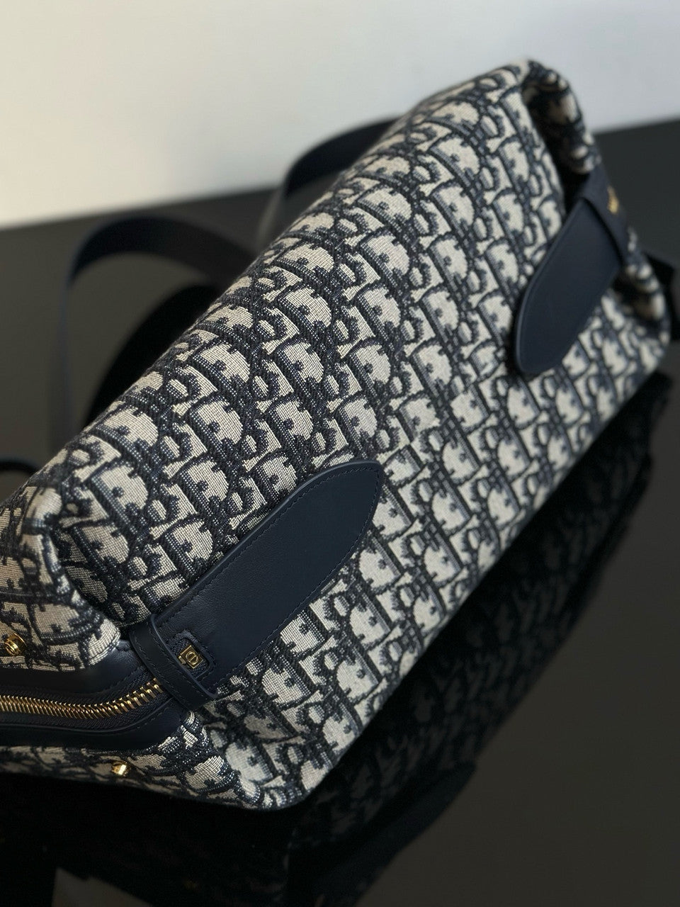 Christian Dior Medium D-Journey Bag Blue Dior Oblique Jacquard