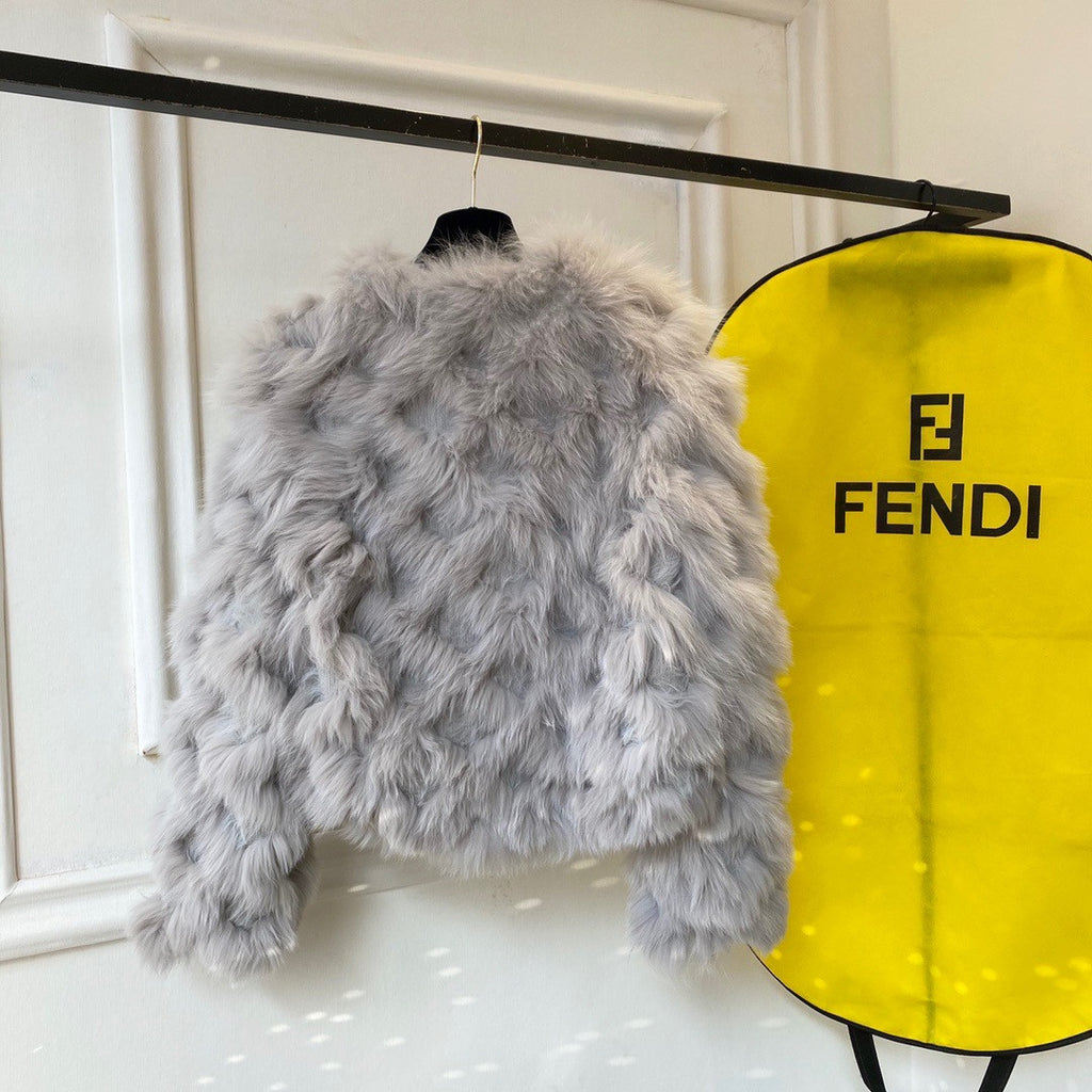 Fendi Bomber jacket Grey fox fur jacket