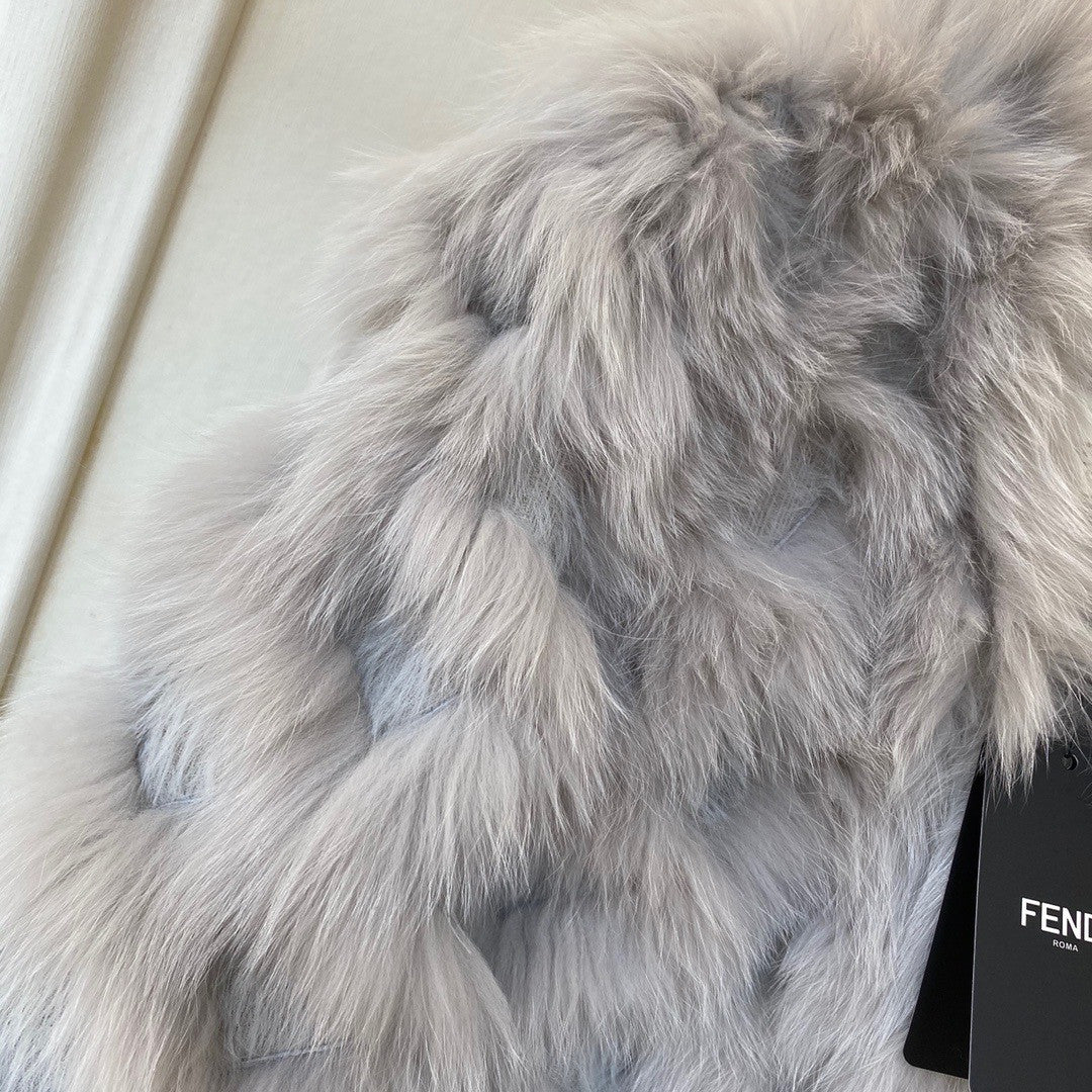 Fendi Bomber jacket Grey fox fur jacket