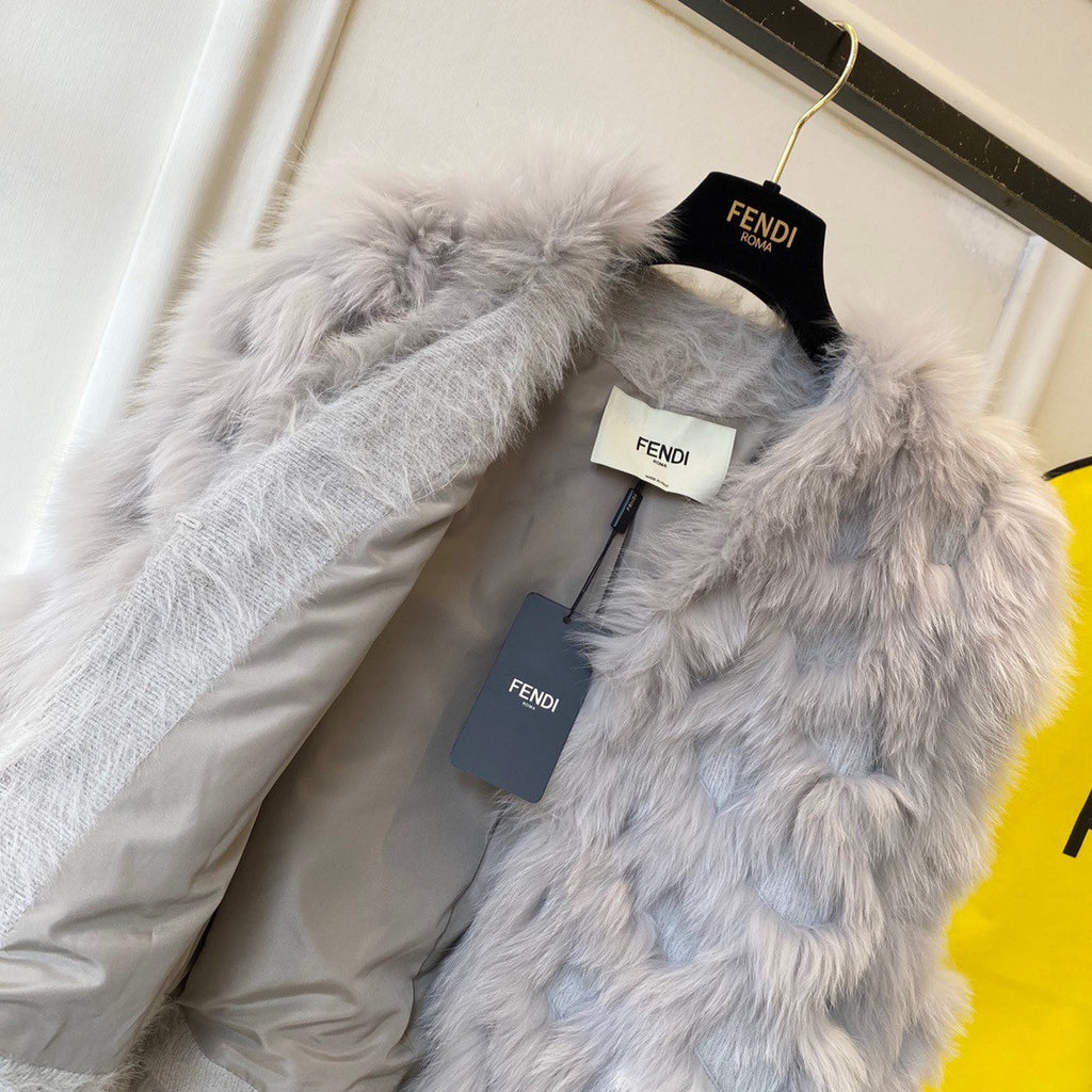 Fendi Bomber jacket Grey fox fur jacket