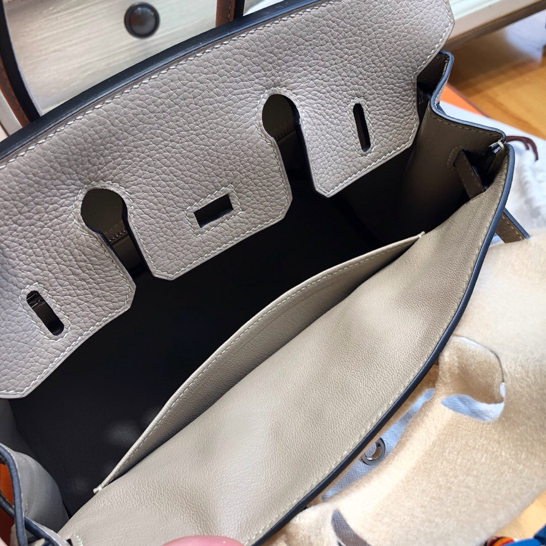 Hermes Gris Tourterelle Birkin 25cm Togo Palladium Hardware