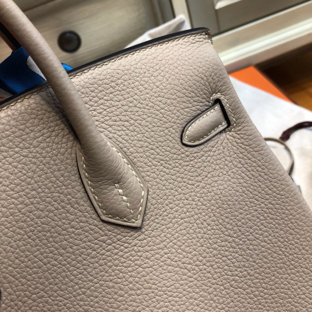 Hermes Gris Tourterelle Birkin 25cm Togo Palladium Hardware