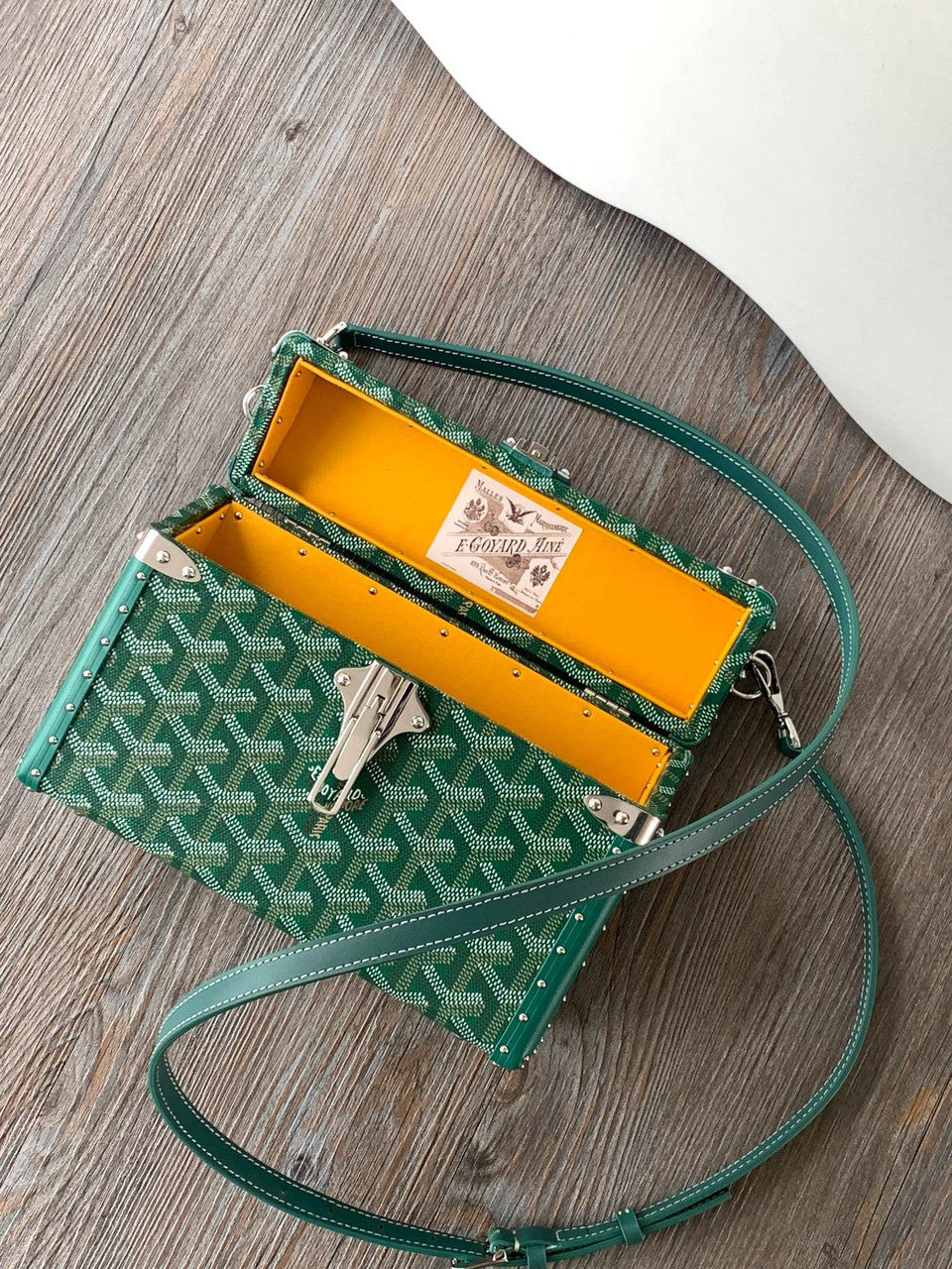 Goyard Goyardine Green Cassette Trunk Clutch/Shoulder Bag Palladium Hardware Goyard