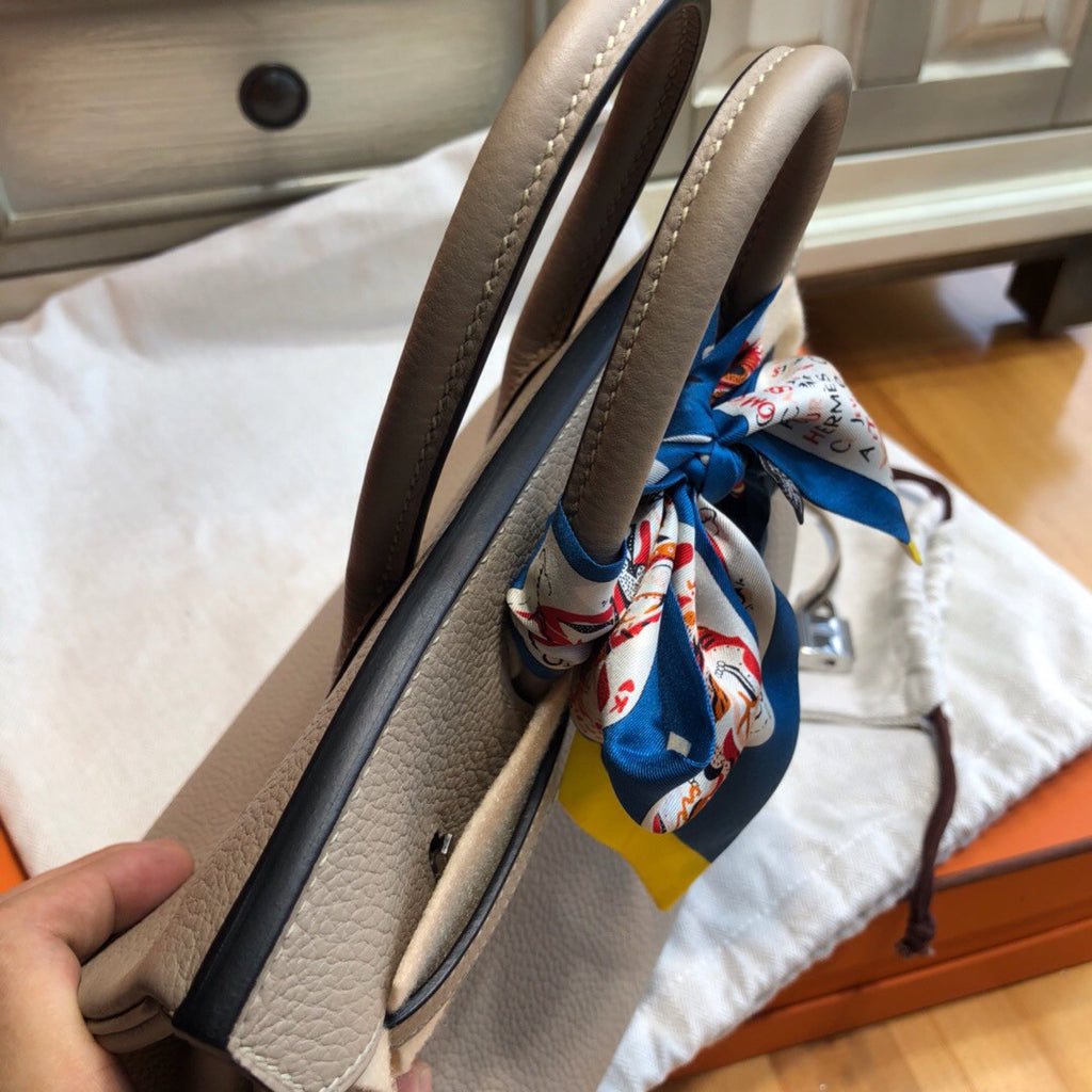 Hermes Gris Tourterelle Birkin 25cm Togo Palladium Hardware