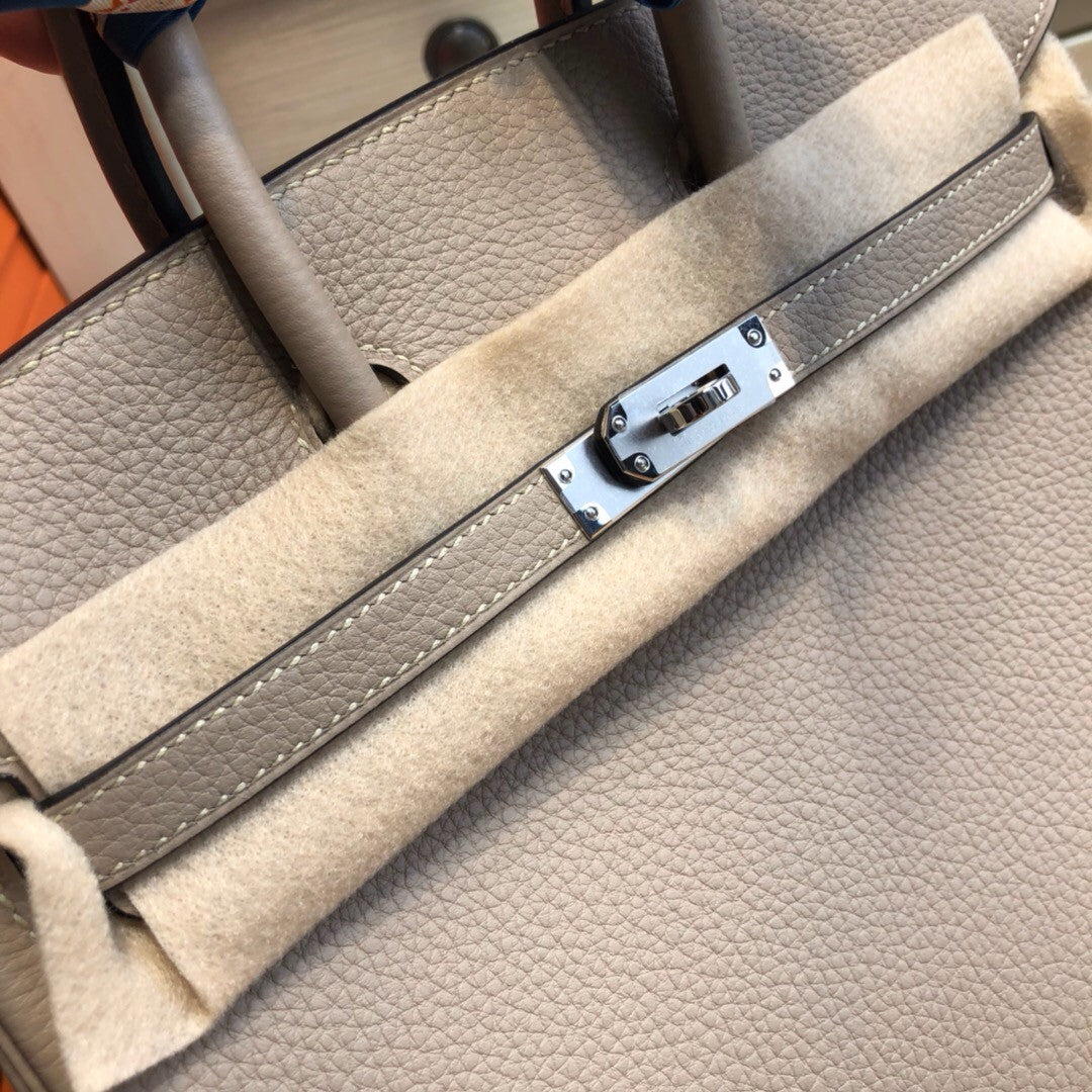 Hermes Gris Tourterelle Birkin 25cm Togo Palladium Hardware