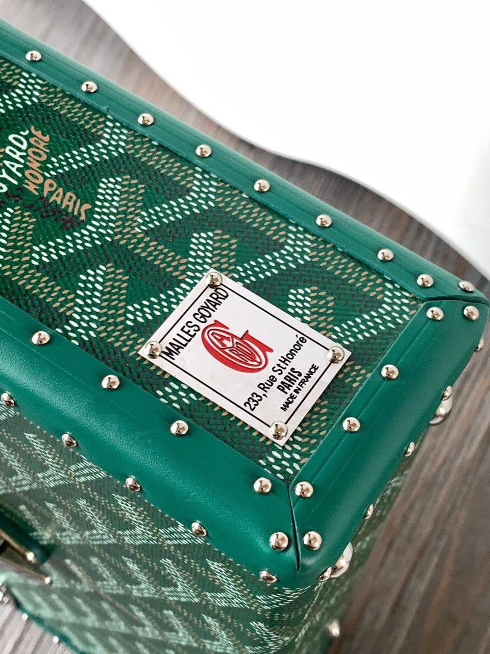 Goyard Goyardine Green Cassette Trunk Clutch/Shoulder Bag Palladium Hardware Goyard