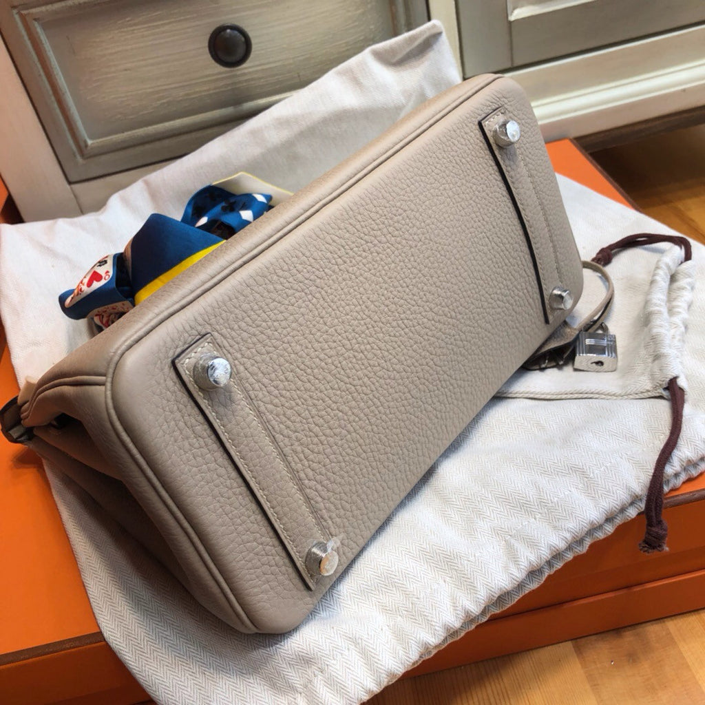 Hermes Gris Tourterelle Birkin 25cm Togo Palladium Hardware