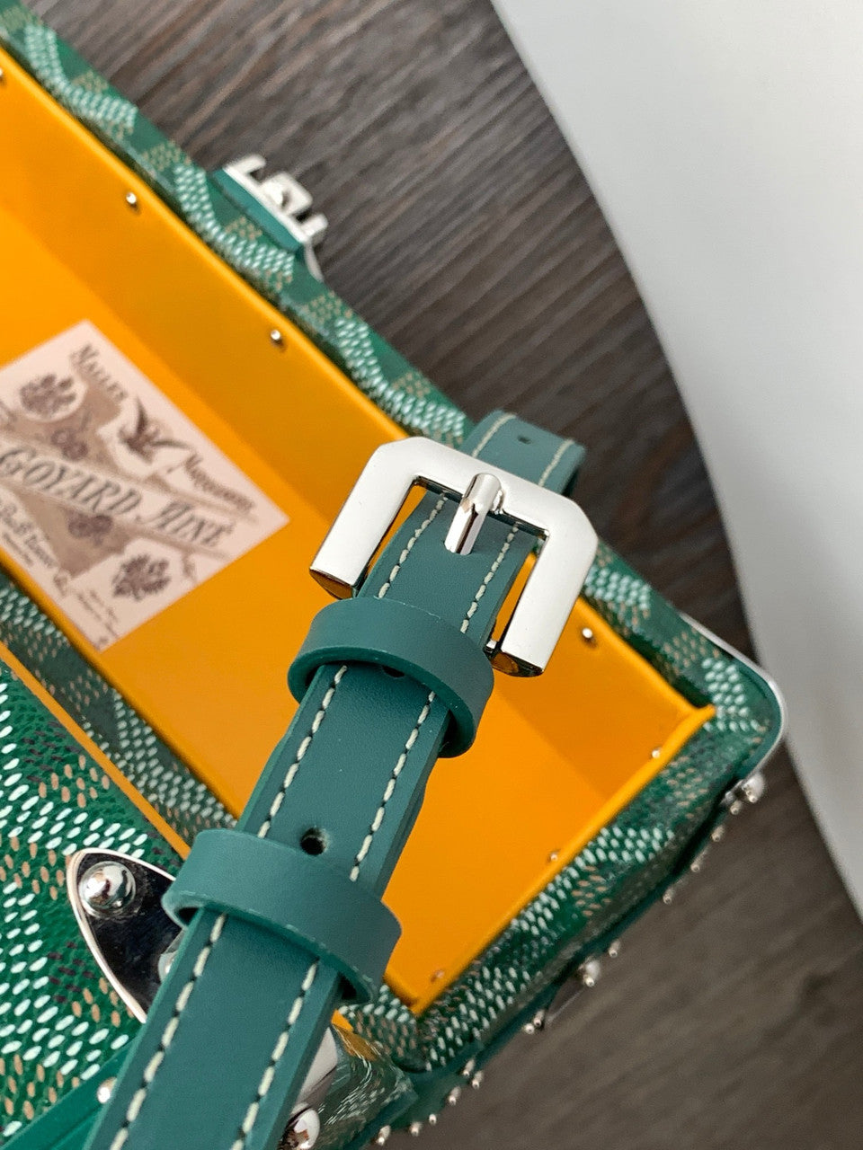 Goyard Goyardine Green Cassette Trunk Clutch/Shoulder Bag Palladium Hardware Goyard