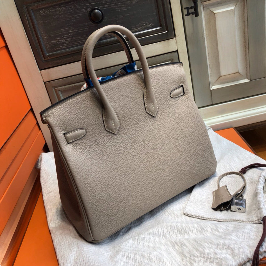Hermes Gris Tourterelle Birkin 25cm Togo Palladium Hardware