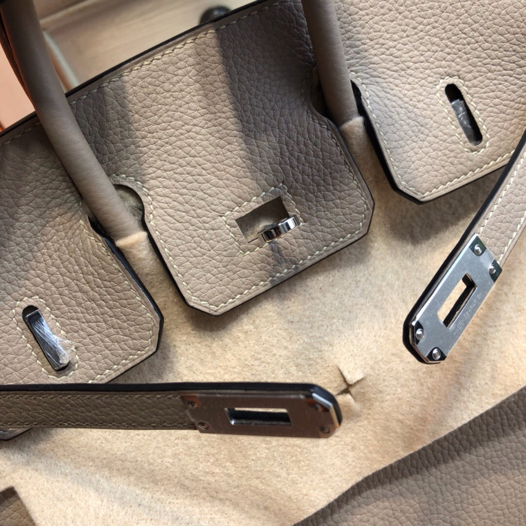 Hermes Gris Tourterelle Birkin 25cm Togo Palladium Hardware