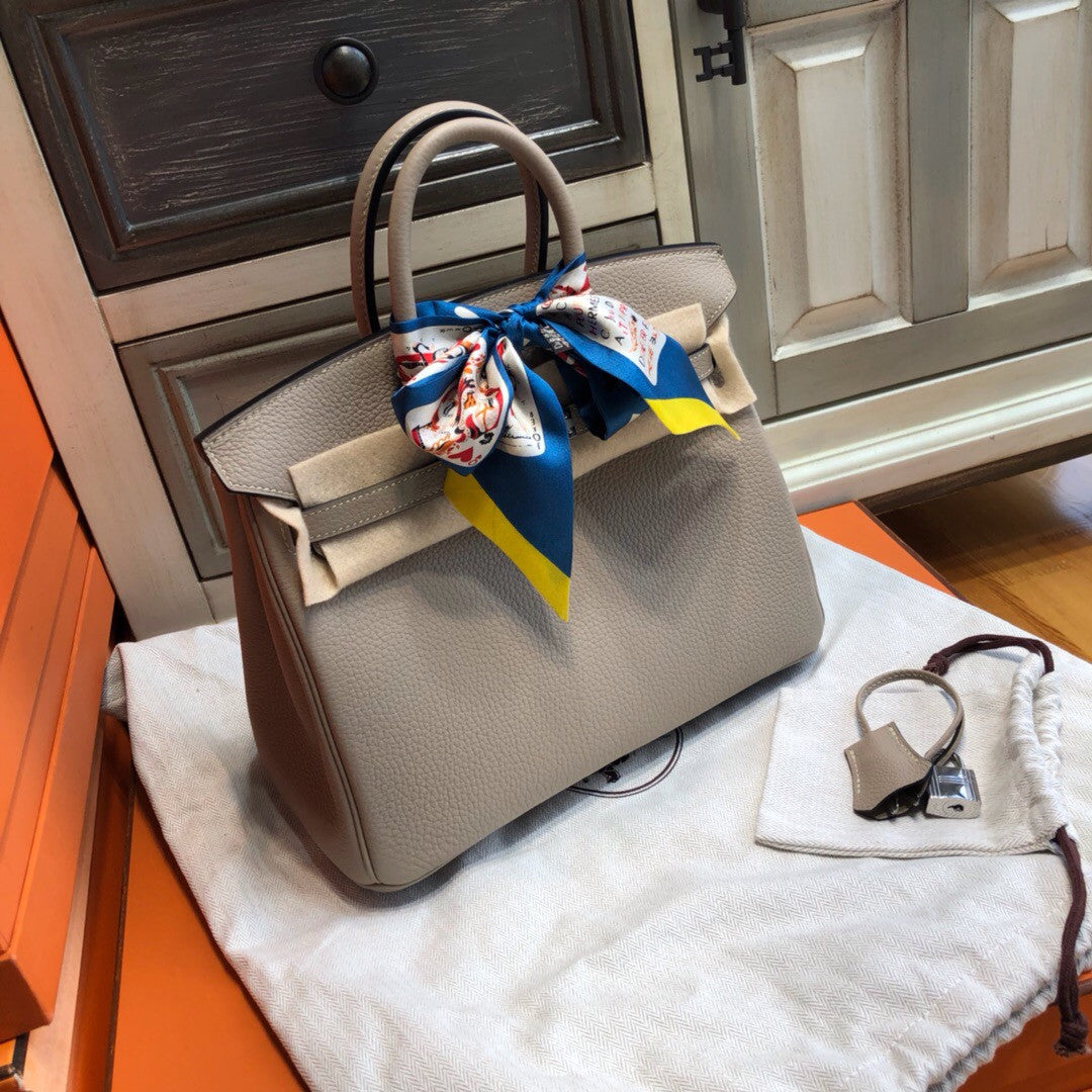 Hermes Gris Tourterelle Birkin 25cm Togo Palladium Hardware