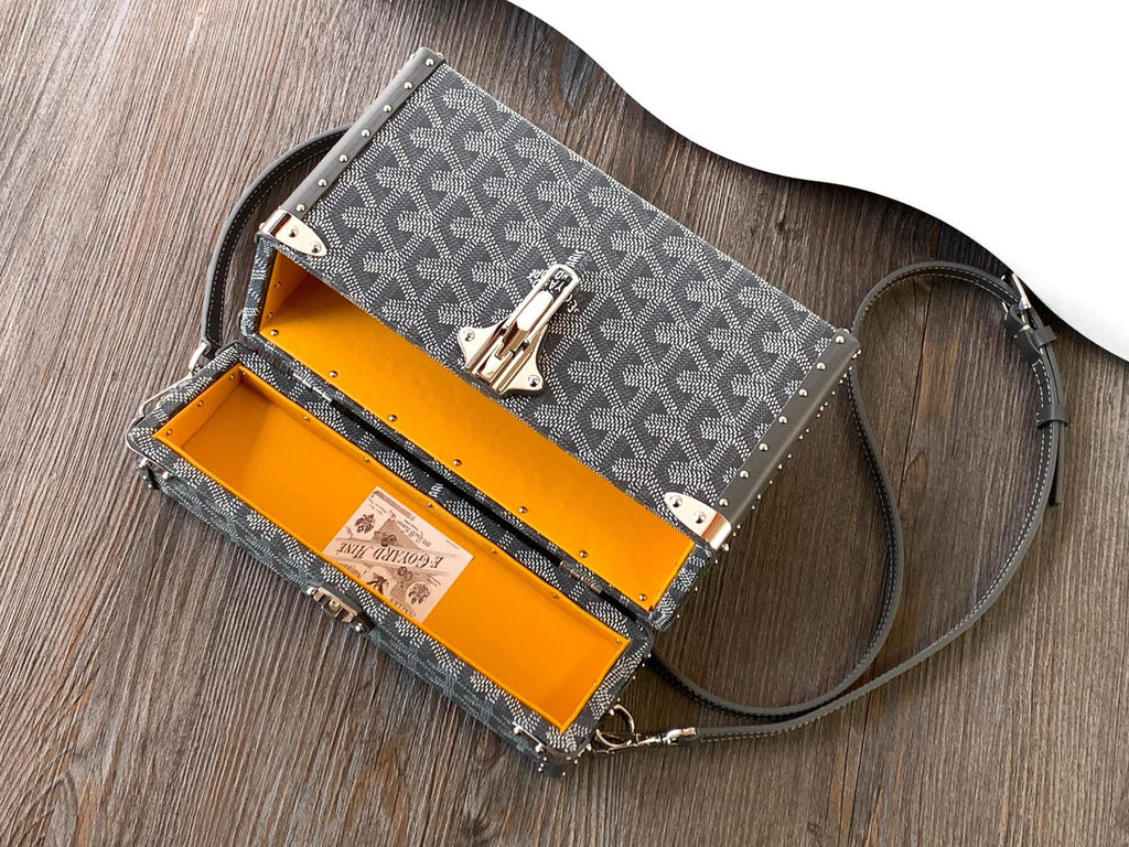 Goyard Goyardine Grey Cassette Trunk Clutch/Shoulder Bag Palladium Hardware Goyard