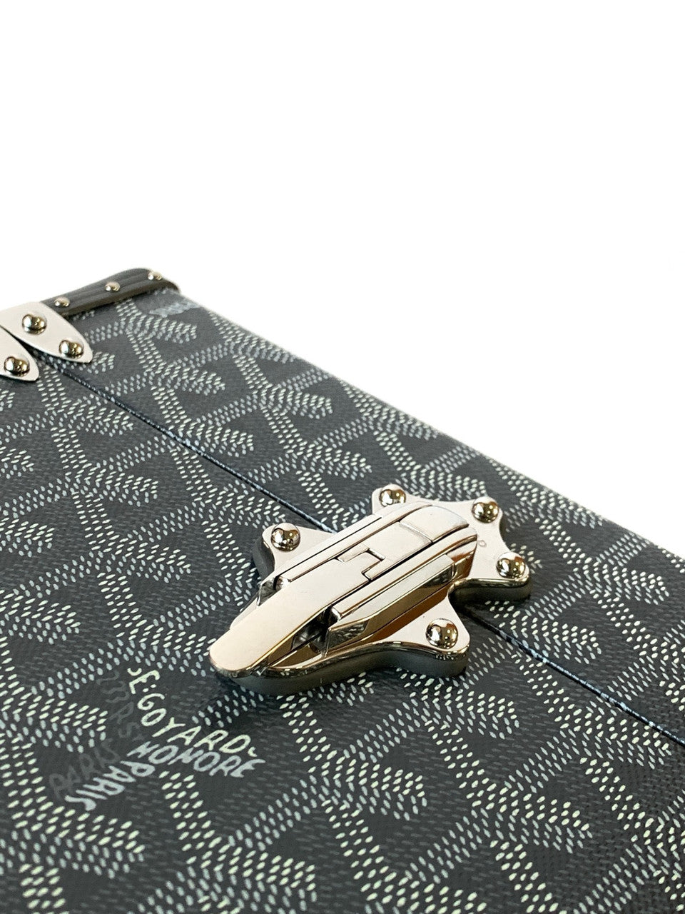 Goyard Goyardine Grey Cassette Trunk Clutch/Shoulder Bag Palladium Hardware Goyard