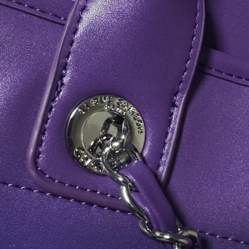 Chanel Shopping Tote Shaded Calfskin & Silver-Tone Metal Purple Blue& Pink