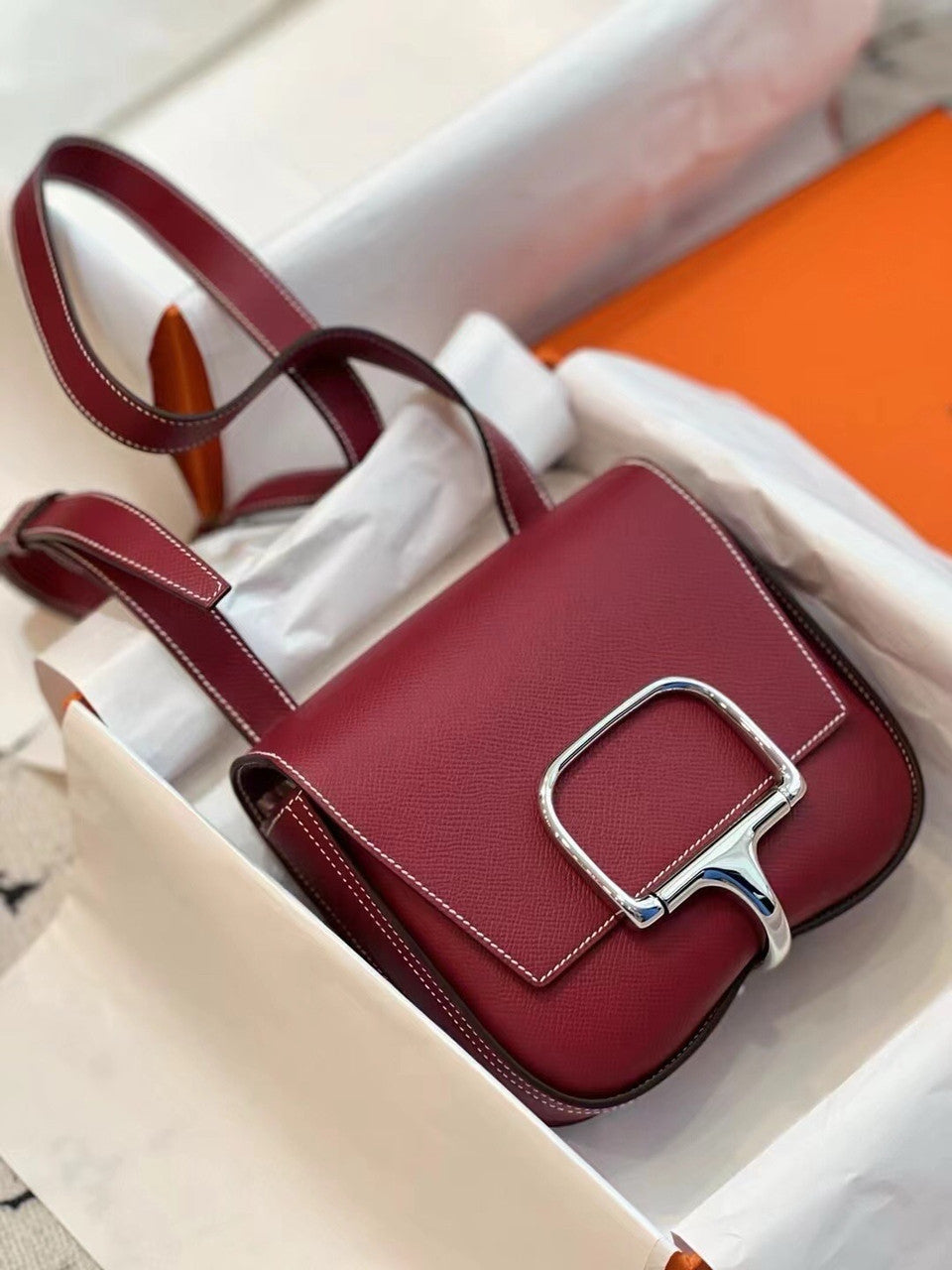 Hermès Ruby Epsom Della Cavalleria Elan Bag Palladium Hardware