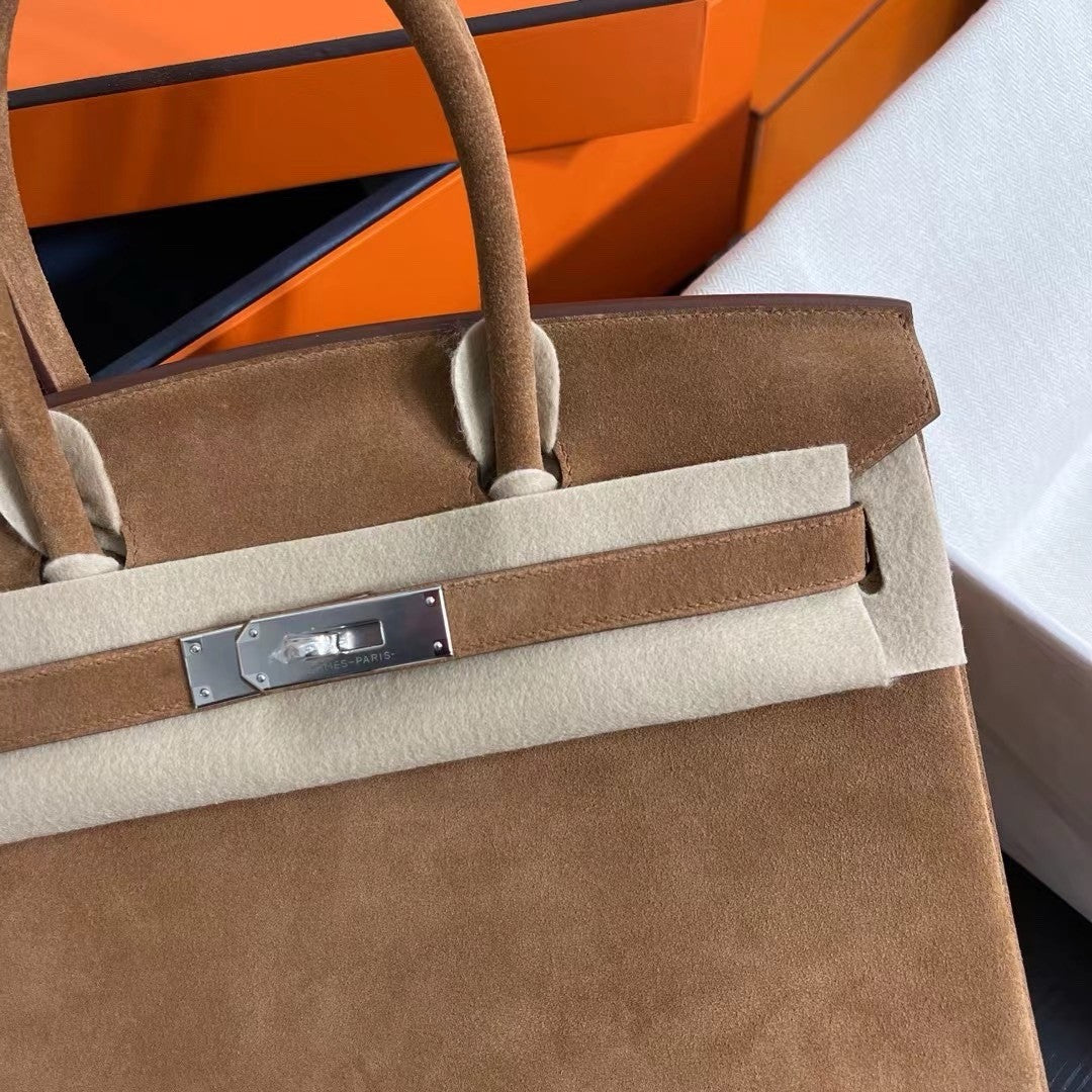 HERMES LIMITED EDITION SUEDE BIRKIN 30 BAG RARE GOLD DOBLIS PALLADIUM HARDWARE