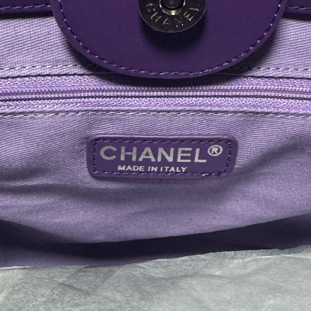 Chanel Shopping Tote Shaded Calfskin & Silver-Tone Metal Purple Blue& Pink