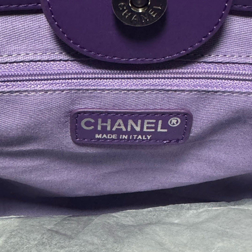 Chanel Shopping Tote Shaded Calfskin & Silver-Tone Metal Purple Blue& Pink
