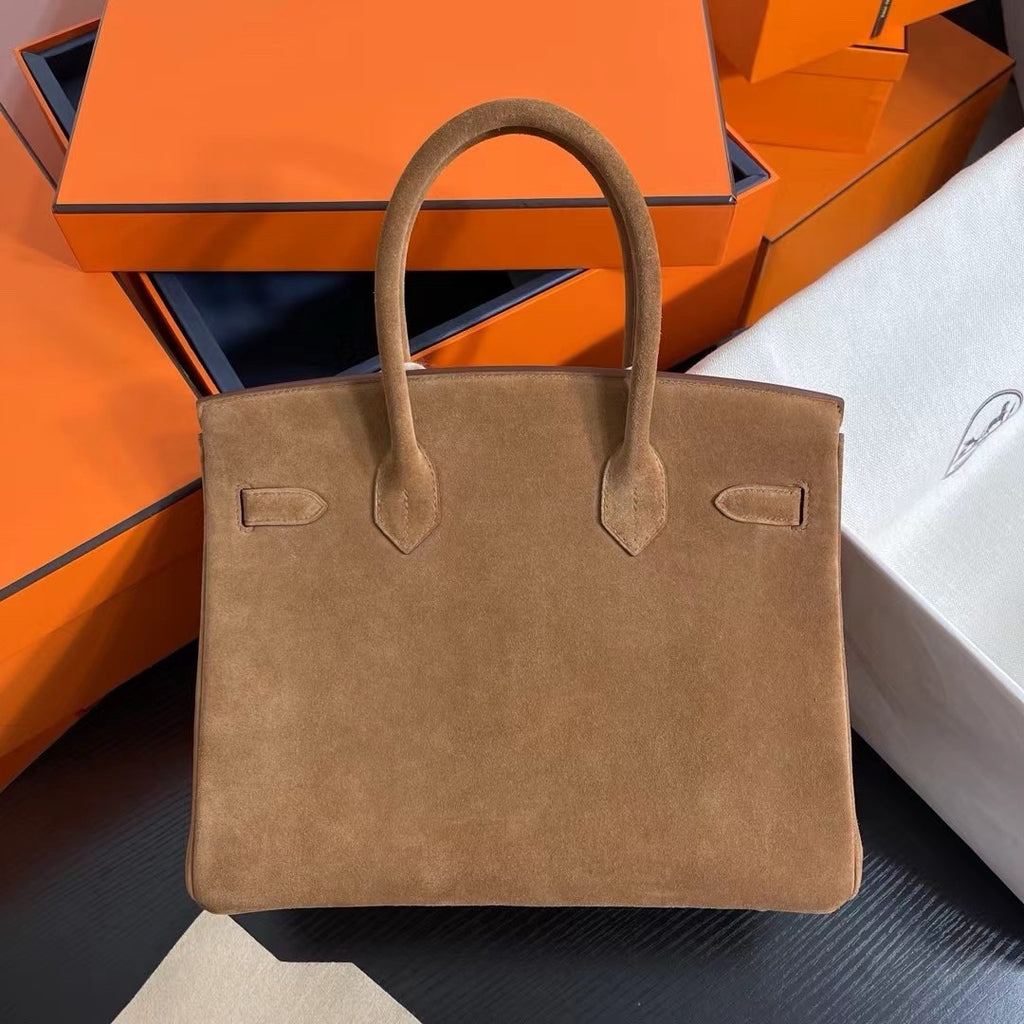 HERMES LIMITED EDITION SUEDE BIRKIN 30 BAG RARE GOLD DOBLIS PALLADIUM HARDWARE