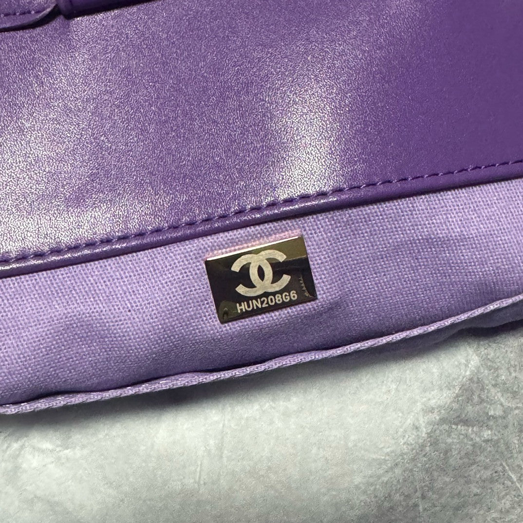 Chanel Shopping Tote Shaded Calfskin & Silver-Tone Metal Purple Blue& Pink