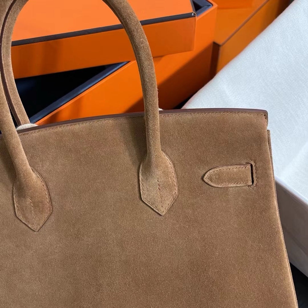 HERMES LIMITED EDITION SUEDE BIRKIN 30 BAG RARE GOLD DOBLIS PALLADIUM HARDWARE