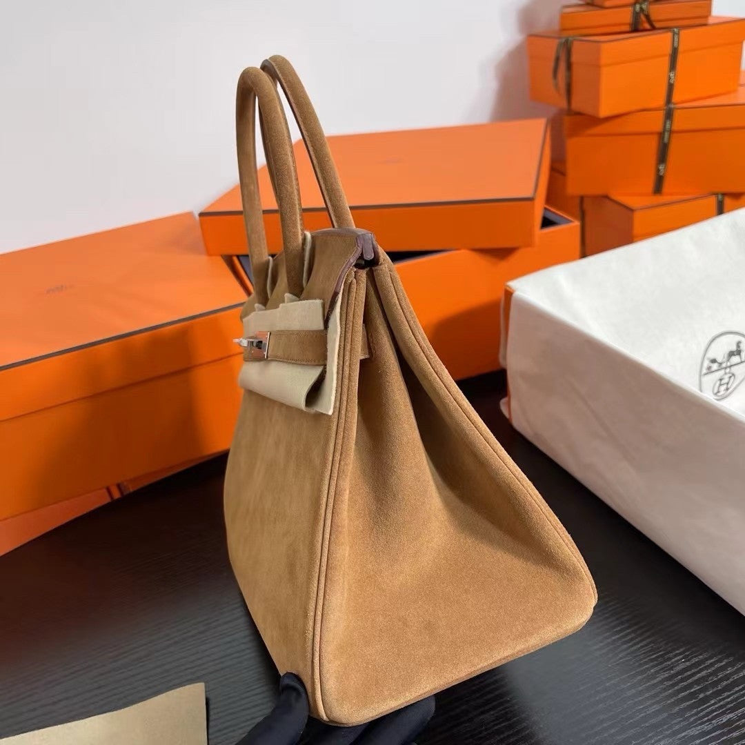 HERMES LIMITED EDITION SUEDE BIRKIN 30 BAG RARE GOLD DOBLIS PALLADIUM HARDWARE