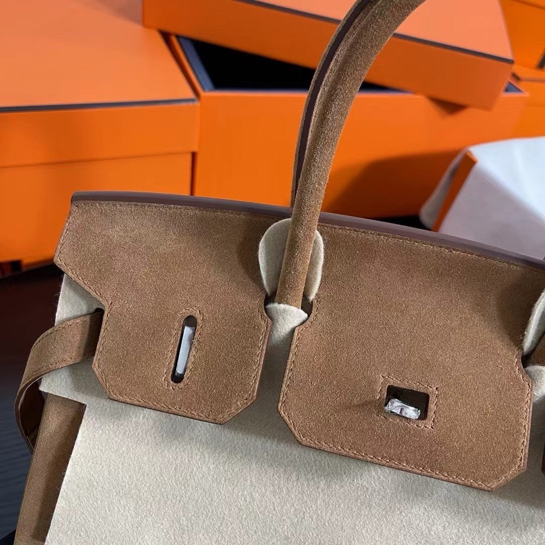 HERMES LIMITED EDITION SUEDE BIRKIN 30 BAG RARE GOLD DOBLIS PALLADIUM HARDWARE