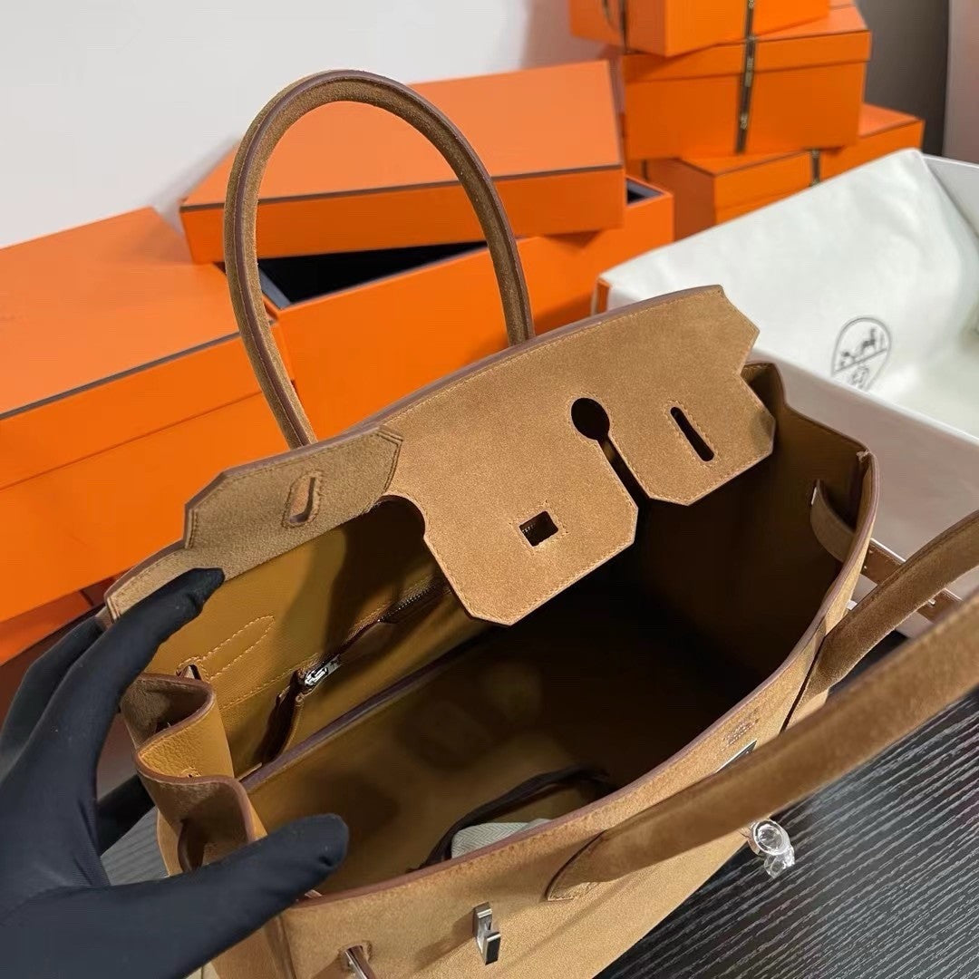 HERMES LIMITED EDITION SUEDE BIRKIN 30 BAG RARE GOLD DOBLIS PALLADIUM HARDWARE