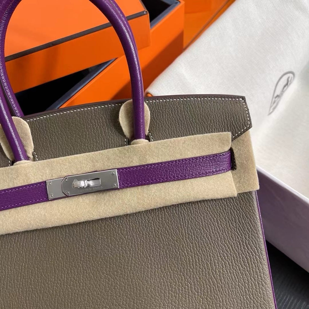 Hermes Special Order Bi-coloured Birkin 25cm Togo Palladium Hardware