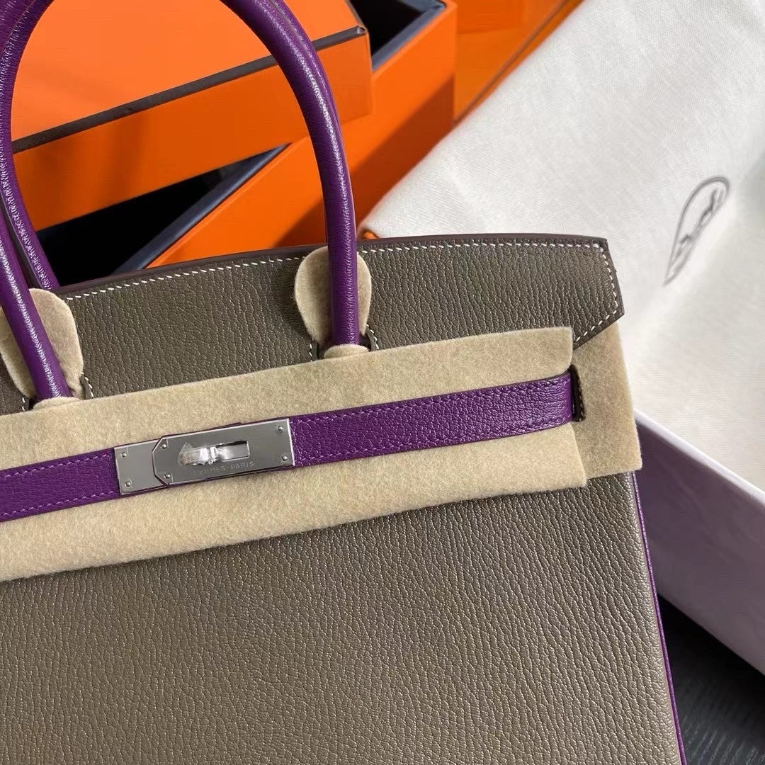 Hermes Special Order Bi-coloured Birkin 25cm Togo Palladium Hardware