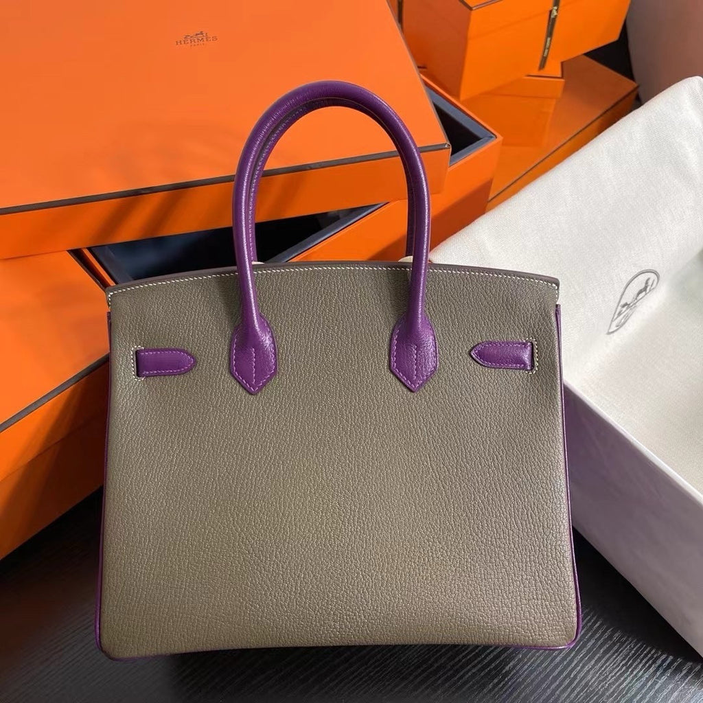 Hermes Special Order Bi-coloured Birkin 25cm Togo Palladium Hardware