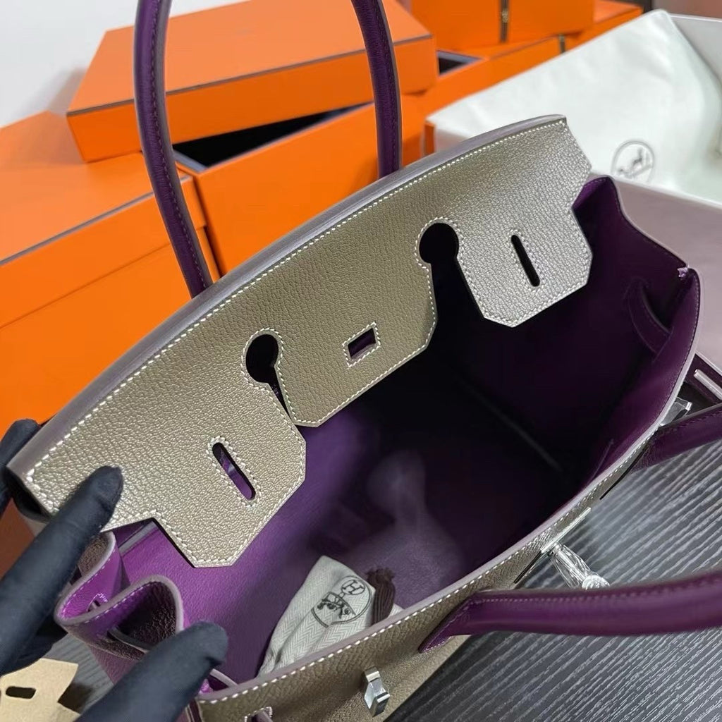 Hermes Special Order Bi-coloured Birkin 25cm Togo Palladium Hardware