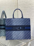 Christian Dior Large Dior Book Tote  Blue Denim Dior Oblique Jacquard (42 x 35 x 18.5 cm)