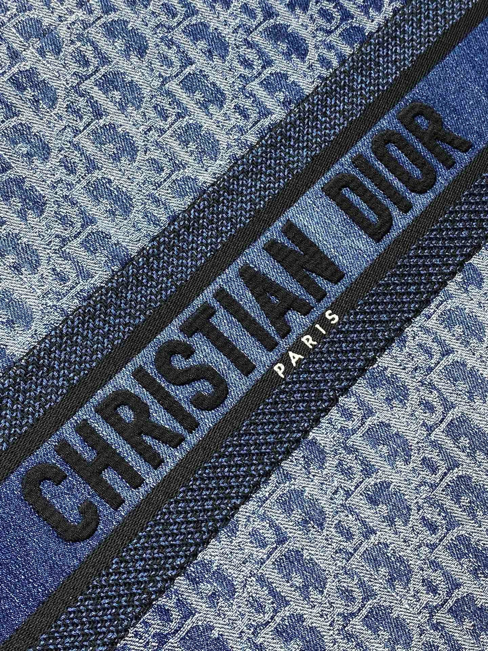 Christian Dior Large Dior Book Tote  Blue Denim Dior Oblique Jacquard (42 x 35 x 18.5 cm)
