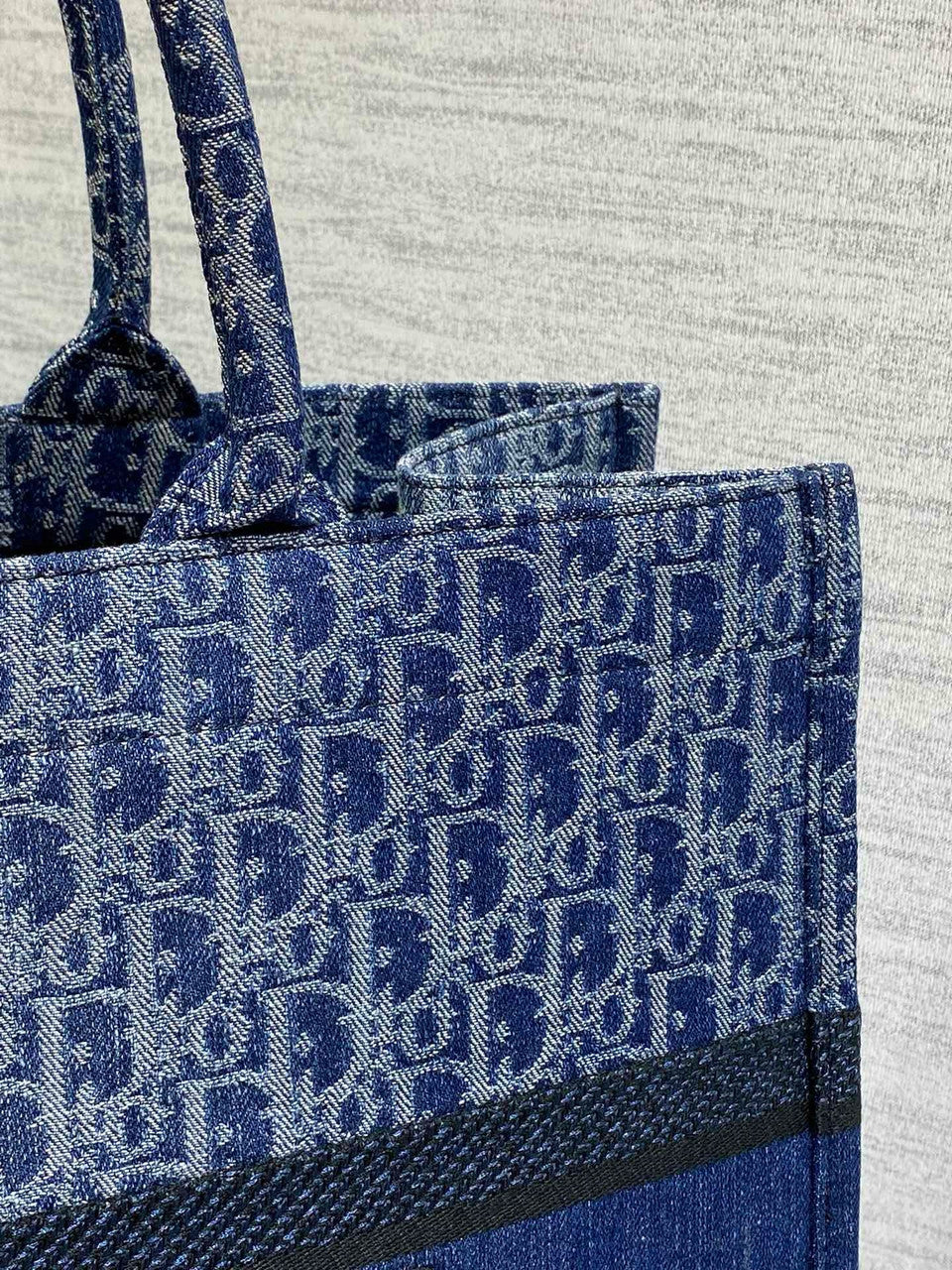 Christian Dior Large Dior Book Tote  Blue Denim Dior Oblique Jacquard (42 x 35 x 18.5 cm)