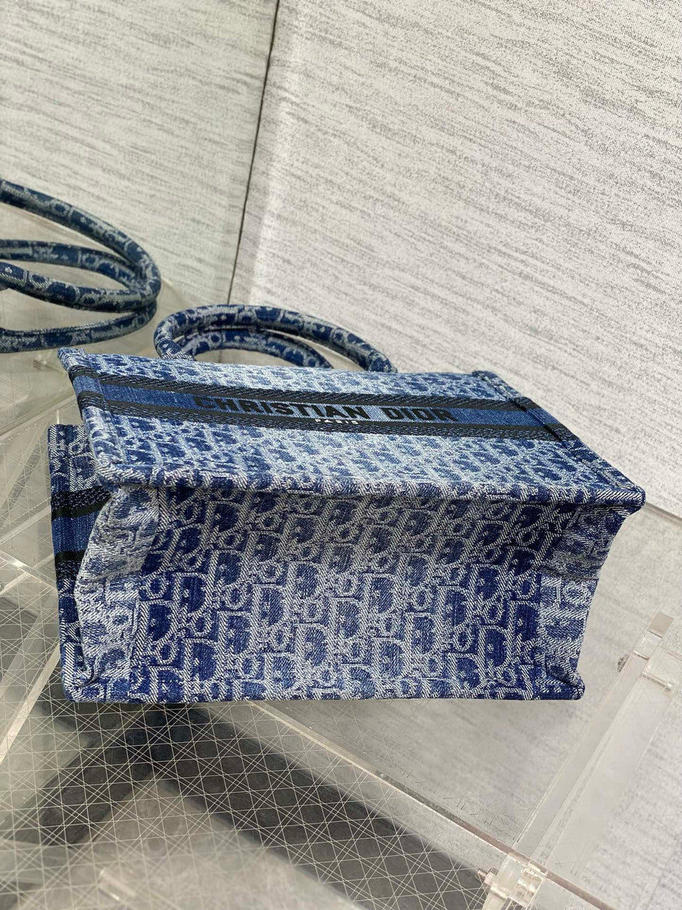 Christian Dior Blue Denim Dior Oblique Jacquard (36 x 27.5 x 16.5 cm)