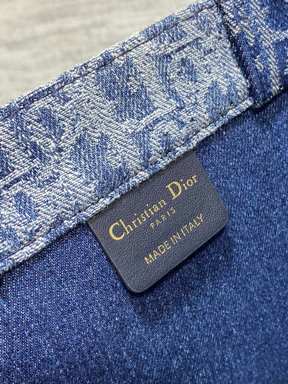 Christian Dior Blue Denim Dior Oblique Jacquard (36 x 27.5 x 16.5 cm)