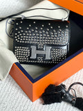 Hermès Constance 1-18 Clouté Black Box Calf Palladium Hardware