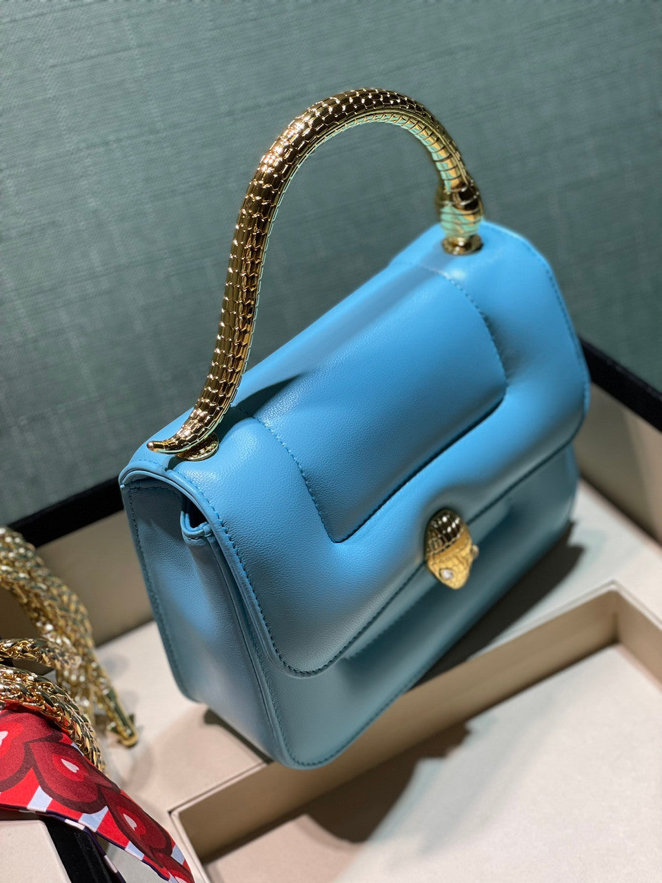 BVLGARI SPECIAL EDITION MARY KATRANTZOU X BVLGARI TOP HANDLE TOPEZ BLUE